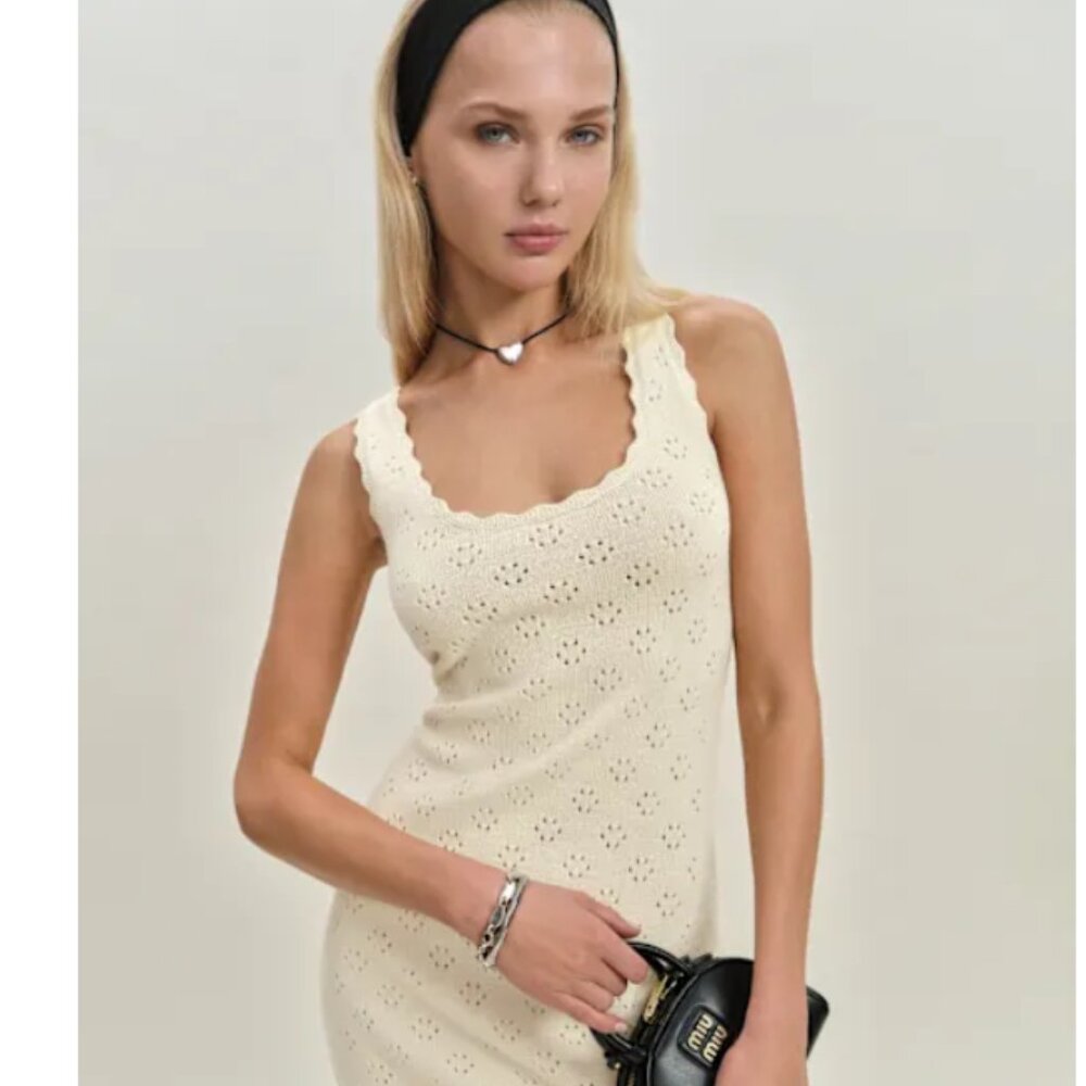 Reformation Forest Cotton Sweater Dress Ivory - Size S